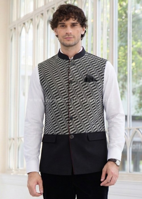 Contemporary Black Waistcoat for Men 