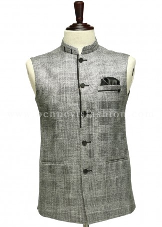 Grey Checks Waistcoat with timeless detailing for Men