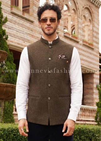 Brown Classic Jute Waistcoat for Men